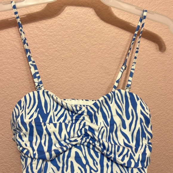 DVF Target Sea Twig Blue and White Tube Top Camisole Blouse Tank. Size XXS - Picture 3 of 10